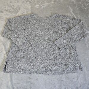 Lucky Brand Sweater Womens XXL Gray Marled Crewneck Long Sleeve Viscose Blend